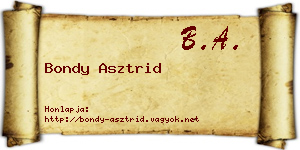 Bondy Asztrid névjegykártya